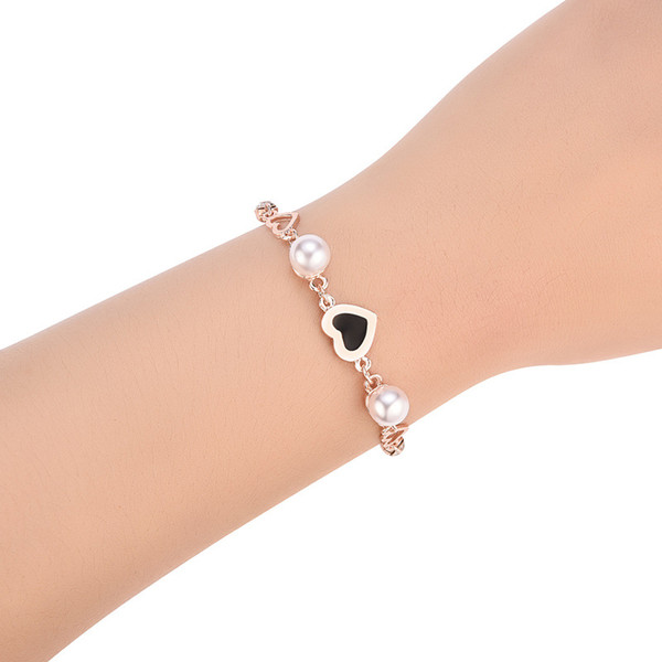 Crytal Heart Bracelet Diamond Peal Bracelet Crystal Bracelets wristband Women Fashion Jewelry Will and Sandy Drop Ship