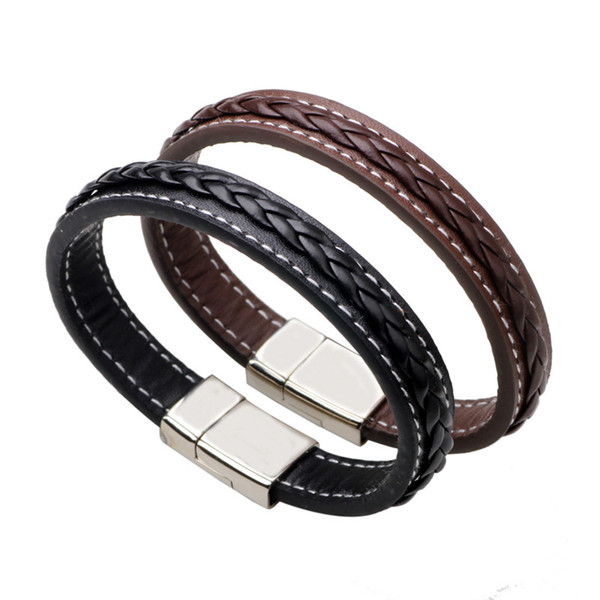 Genuine Leather Bracelet Magnetic Buckle Weave Braid Bangle Cuff Wristband Cuff Men Women Fashion Jewelry Will and Sandy DROP SHIP 162459