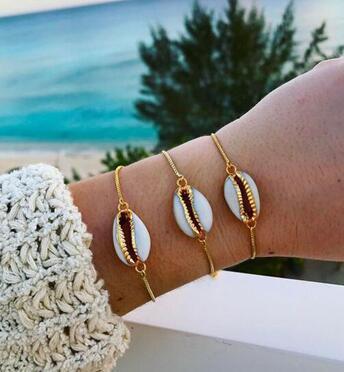 Shell Bracelet Gold plated Shell Bracelets Shell Charm Chain Women Fashion Jewelry Will and Sandy Drop Ship