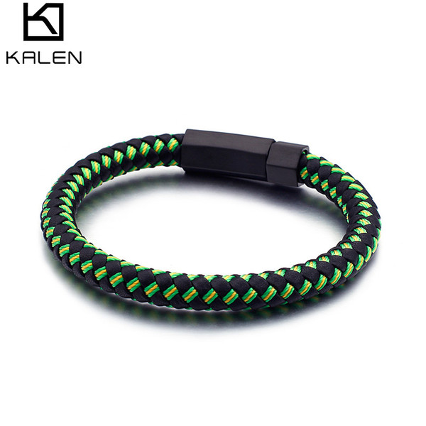 Bracelet Bracelets For Men Women Black Green New Arrival Leather Nylon Rope 2018 Sports Jewelry KALEN