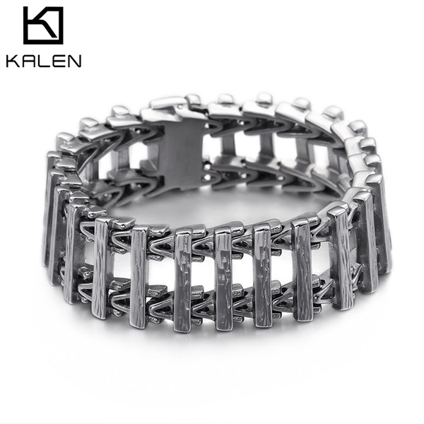 Mens Bracelet Bracelets 220MM Silver 316 Stainless Steel Charm Link Chain For Male Handsome Jewelry KALEN