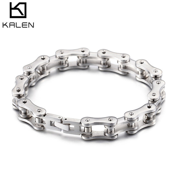 Men's Bracelets & Bangles 220MM Charm Man Jewelry Biker Bicycle Motorcycle Chain Stainless Steel Fashion Male Punk Silver Color KALEN