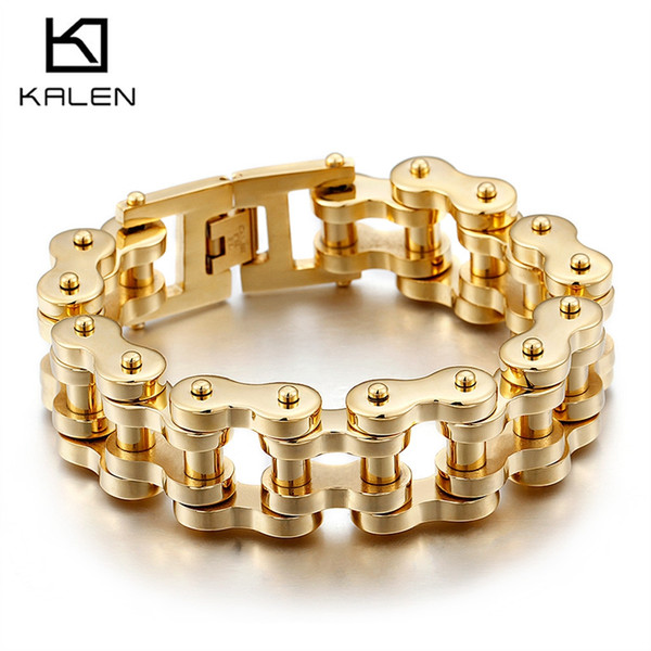 Bicycle Bike Bracelet 230MM 316L Gold Stainless Steel Charming Fashion Mens Women Jewelry Top Sale KALEN