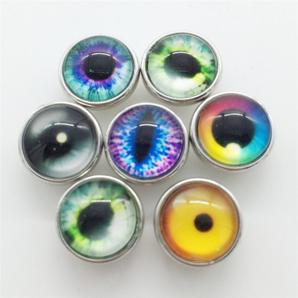 Wholesale Sale Eye Series 12MM Cartoon Metal Snap Button 20PCS/Lot Mixed Styles DIY Snaps Charms For Wristband Bracelets Bangle S08