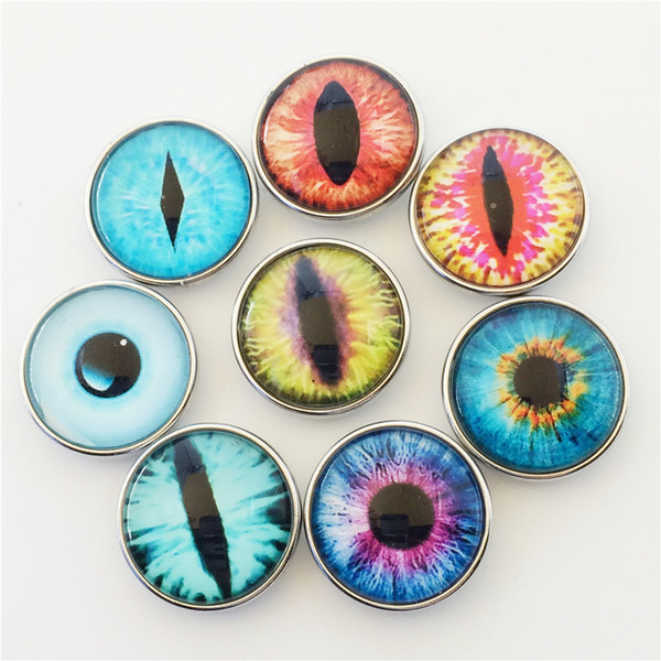 Wholesale Sale Eye Series 18MM Cartoon Metal Snap Button 20PCS/Lot Mixed Styles DIY Snaps Charms For Wristband Bracelets Bangle S03