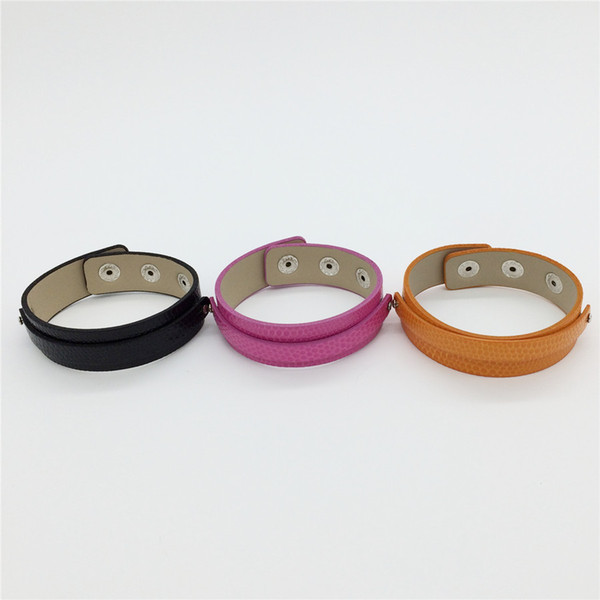 Sales 18+8MM PU leather Snaps Wide Snake Wristband Bracelets Fit 8MM Slide Charms Slide Letters Mixed Colors WB08