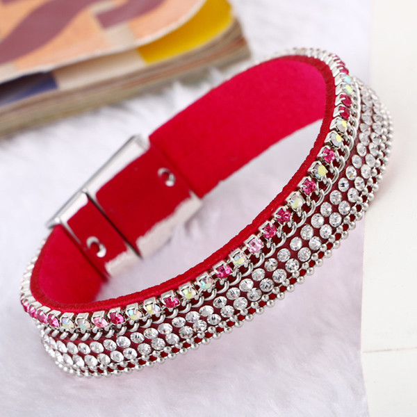 Wholesale 10PCS/Lot Magnet Clasp Fashion Rhinestones Wristband Bracelets Newest Style Wristband New Year Gifts WB39