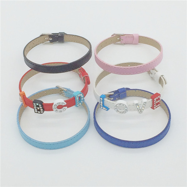 Zoukane Sales 8MM High Quality PU Leather Wristband Bracelet DIY Accessory Fashion Wristband Fit 8MM Slide Letter/Slide Charms WB02-1