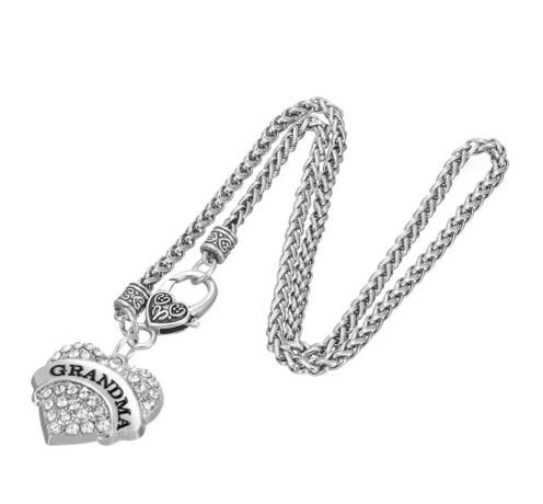 Letter GRANDMA Pendant Necklaces & Bracelet & Earrings & Pendant Charms Jewelry Rhodium Crystal Pendant Women Jewelry