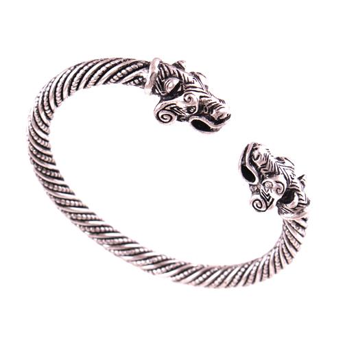 VB300029 Antique Silver Viking Bear Bracelet Two Headed Bear Men Bangles Wristband Fashion Jewelry