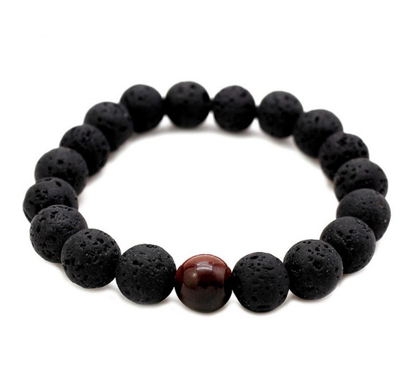 LY004 10mm Volcanic Stone Tiger Eye Bead Bracelet DIY Handmade Beads