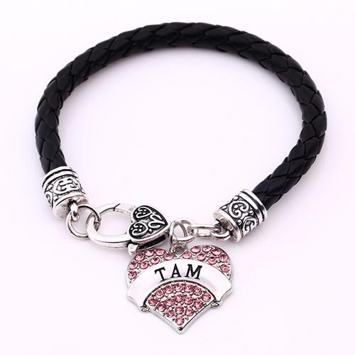 High Quality fashion rhodium plated TAM Clear Crystal Heart Silver Lobster Claw Bracelet Jewelry Gift