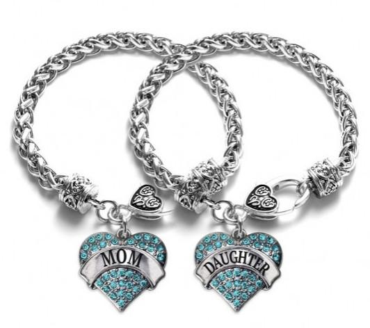 Engrave MATCHING MOM AND DAUGHTER HEART BRACELET SET