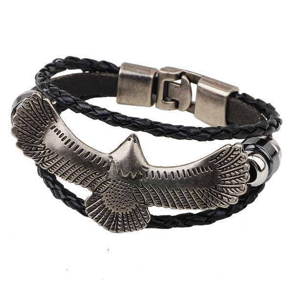 European And American Fashion Design Multi-layer Leather Bracelet Eagle Large Accessories Hot Recommended Leather Bracelet Wholesale