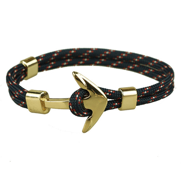 European And American Fashion Woven Bracelet Trend Gold Anchor Male and Female Bracelet Polyester Rope Hand Jewelry Wholesale