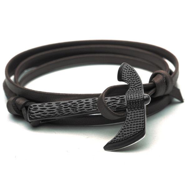 European And American New Fashion Bracelets High Quality Leather Anchor Style Axe Bracelet Vikings Couples Hand Jewelry Wholesale