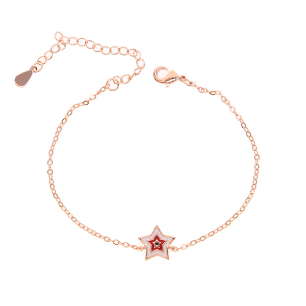 mix three color pink red blue cute small enamel star connector rose gold chain girl christmas gift enamel fashion chain bracelet