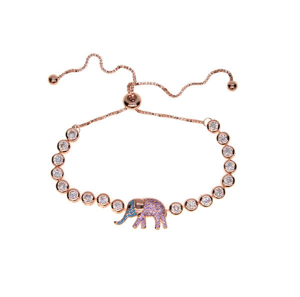 Cute African cz turquoise Elephant Bracelet Bead Animal Pendant Gold Charm Bracelets for Women Gift Women Girl pulseras