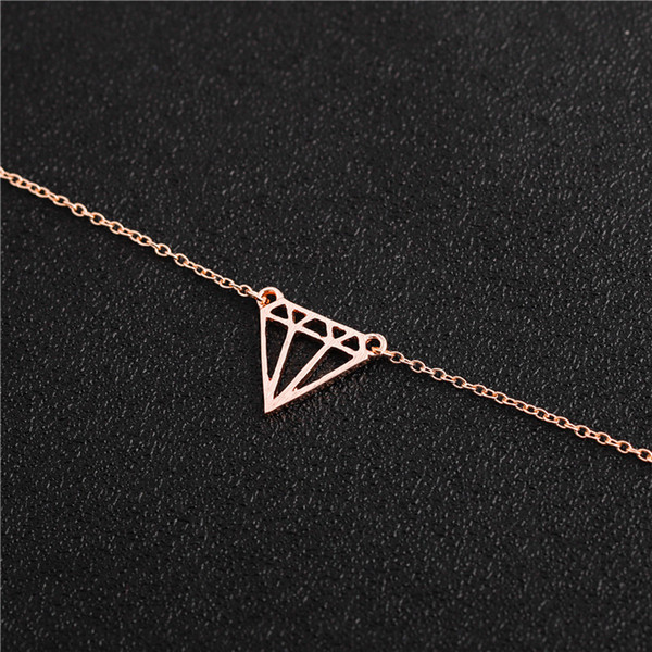 5PCS Cut Open Flat Line Subulate Triangles Diamond Bracelet Minimalist Simple Geometric Polygon Hexagon Layering Rhombus Cone Bracelets