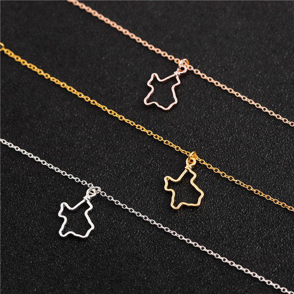 10PCS Small State of Texas Map Bracelet Simple Hollow Outline Texan American USA Hometown TX State Charm Chain Bracelets for Women