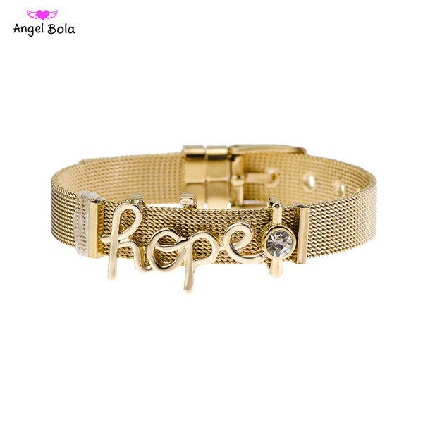 New fashion letter interchange stainless steel grid strap bracelet round charm brand bracelet bracelet ladies gift jewelry direct