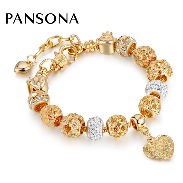 Hot Selling 2018 Heart Charm Bracelets & Bangles Gold Chain Bracelets For Women DIY Pulseira Feminina Jewelry AA148