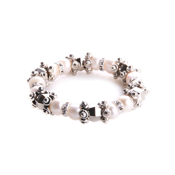 Fashion High quality Charm personality Metal Elastic pearl Crystal woman Bracelet Jewelry A106