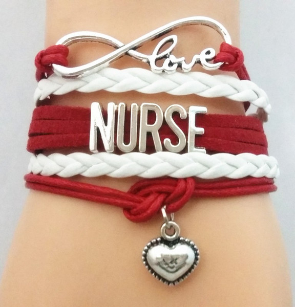 Infinity Love charm NURSE Bracelet for women fashion jewelry white red Customize bracelets adjustable size friendship gifts