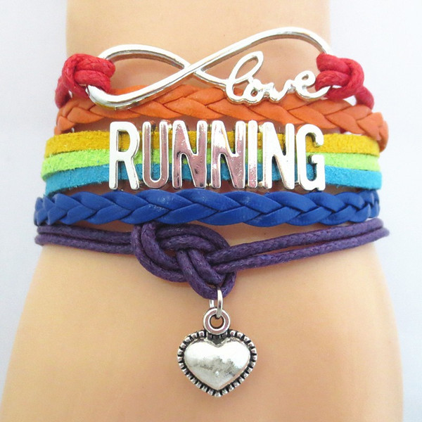 Infinity Love charm RUNNING Bracelet for women men fashion jewelry sport fans Customize bracelets adjustable size friendship gifts bangle