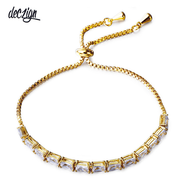 Deczign Free size Elegant Adjustable Length Bracelet Rhodium plate with Cubic Zirconia White Color Bracelet SB06073