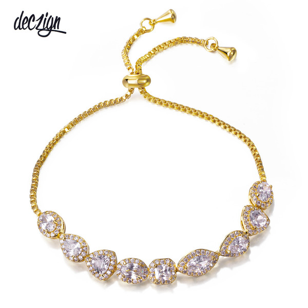 Deczign High Quality Free Size Bangle/Bracelet! In Gold and White Colors with Shiny Cubic Zirconia Lovely Bracelet SB06087