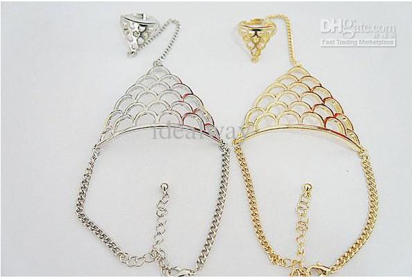 New Fashion European Punk Style Gold Silver Plated Alloy Hollow Out Crown triangle Ring Bracelets Jewelry