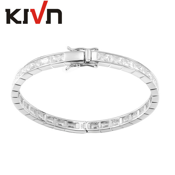 KIVN Fashion Jewelry CZ Cubic Zirconia Bridal Wedding White Bangle bracelets for Women Christmas Birthday Valentines Gift