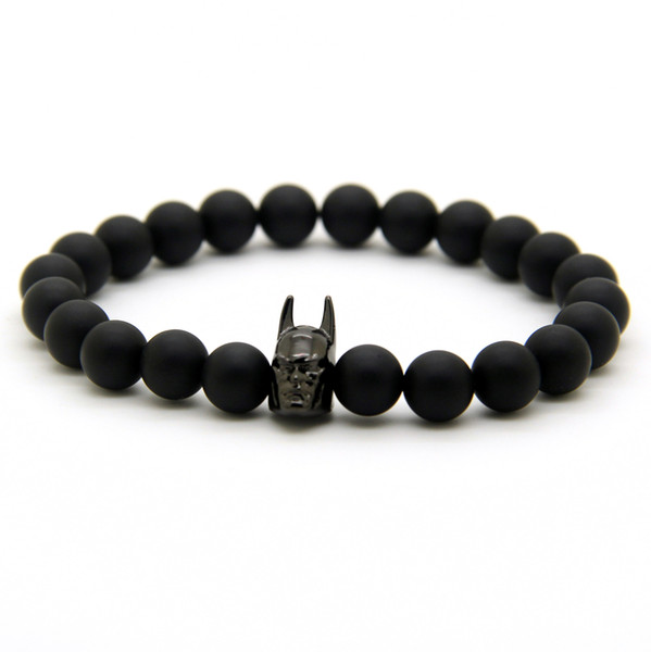 Roman Knight Hero Beads With Matte Agate Stone Onyx Stone Bracelet Fine Men Women Charms Jewelry