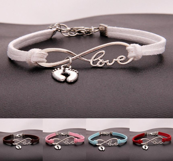 Vintage Silver LOVE Infinity Ankle Feet Bracelet Charms Bangle For Men Women Mixed Color Velvet Rope Cuff Bracelets Jewelry Handcraft Gift