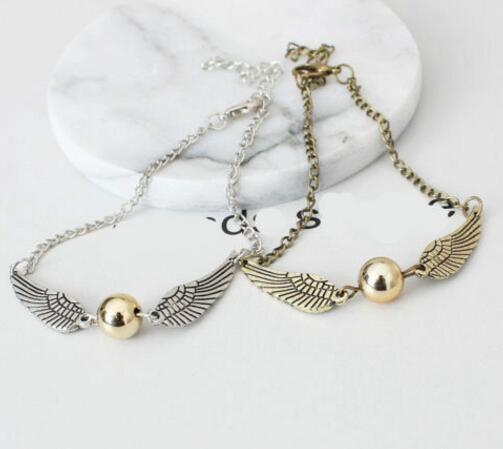 20PCS Vintage Golden Snitch Pocket Charms Bracelet &Bangle Wings Cintage Wristband Fine Jewelry Bracelet For Women Girls Bijoux Accessories