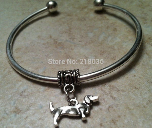 DACHSHUND DOG Copper Good Luck Charms Bracelet &Bangle 10 PCS Wholesale Vintage Silver For Woman Dress Brand DIY Jewelry L493