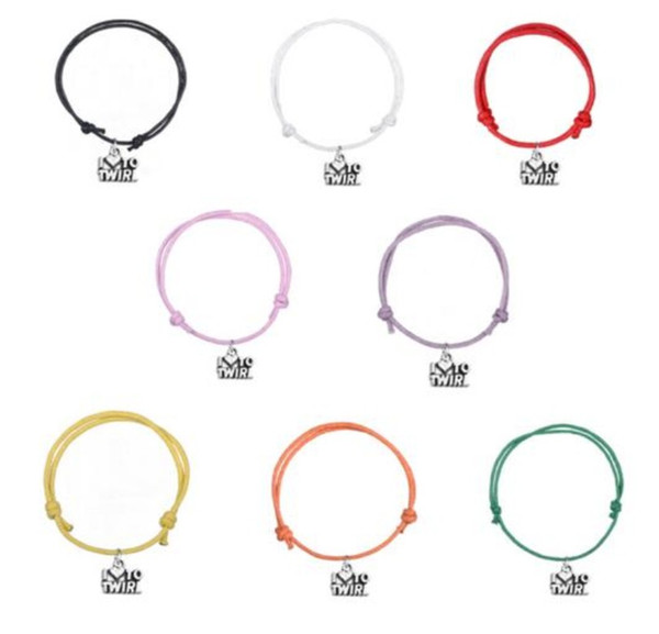 10Pcs/Lot I LOVE TO TWIRL Alphabets Charms Fancy Korea Wax Cord Adjustable Bracelet Eight Colors Fashionable Style