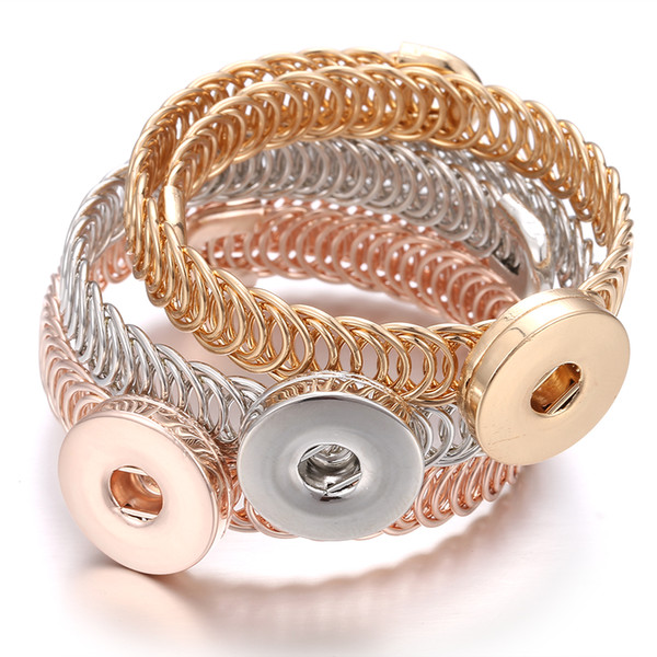 New Noosa Snap Jewelry 18mm Noosa Bracelet Rose Gold Silver Cuff Snap Bracelet Bangle Fit Snap Button Jewelry Christmas Gift