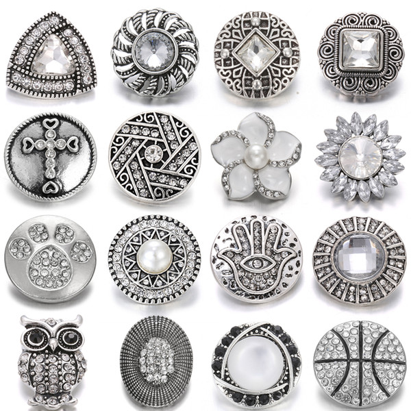 New Fashion Noosa Snap Jewelry 18mm Metal Snap Buttons Rhinestone Flower Snap Button fit Snaps Bracelet Noosa Chunks