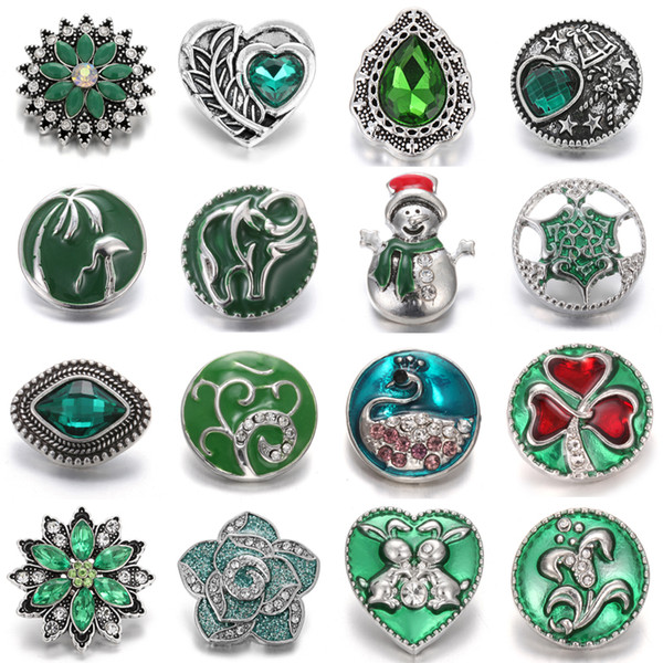 New Wholesale interchangeable jewelry crystal flower metal 18mm snap buttons Charms fit noosa chunk snap button bracelet