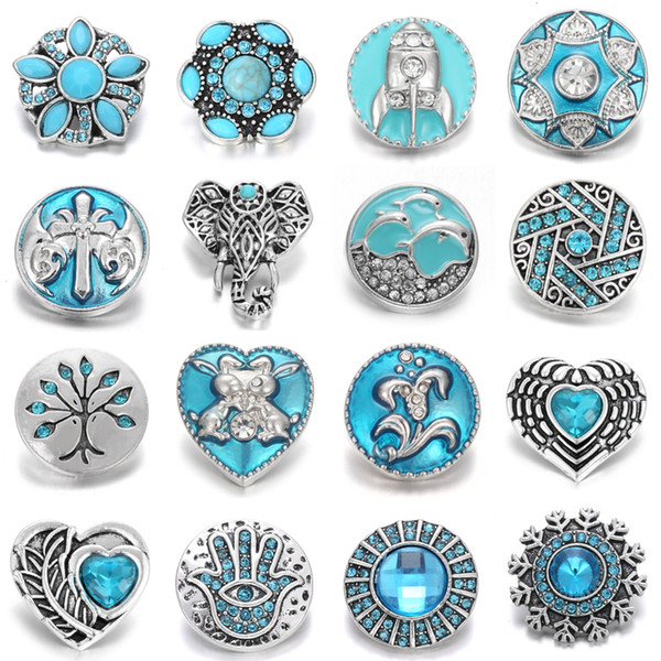 Wholesale Snaps Jewelry Ginger Rhinestone Flower 18mm Metal Snap Buttons noosa Chunks Snaps bracelet Bangles Necklaces