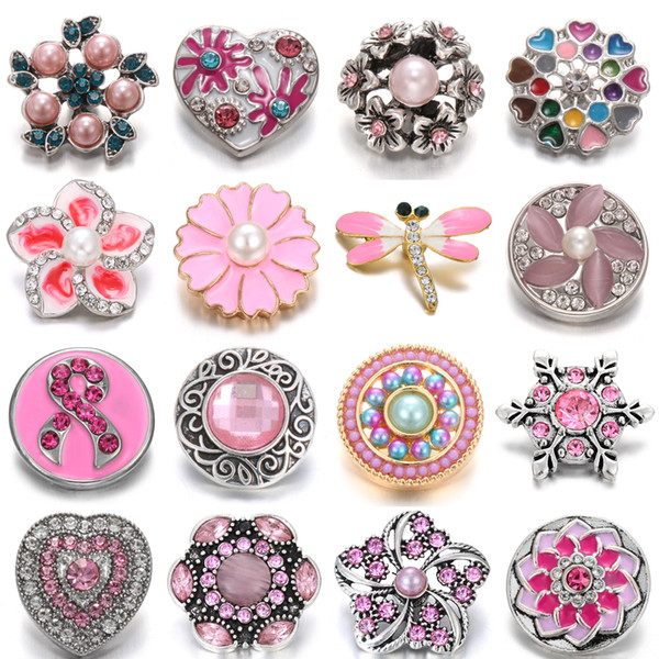 noosa snap jewelry 18mm Snap Button Colorful Crystal Oval Pearl Chunks DIY Ginger Snap Button Crystal Charms Bracelet Necklace Jewelry