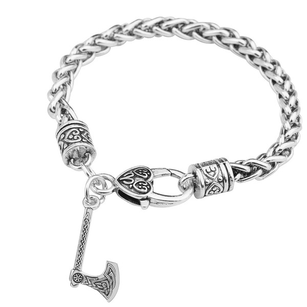 lemegeton Wholesale Zinc Alloy Retro Style Irish Knot Perun Axe Bracelet and Religious Collier Gothic Jewelry Gift Keyholder