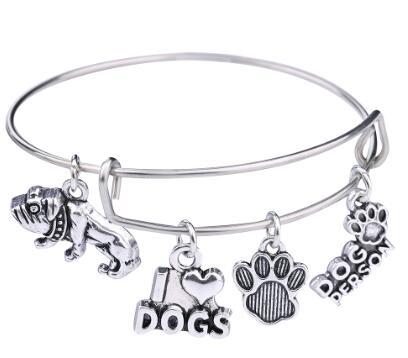 lemegeton Hotselling Dropshipping Stainless Steel DIY Accessories Different Dog Charm Bracelet Bangle for Women and Men