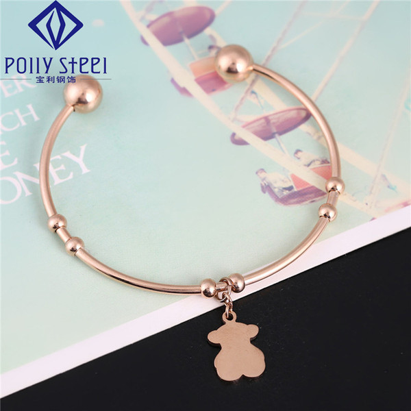 opening small bear bracelet bracelet bracelet 18K rose gold titanium steel stainless steel jewelry