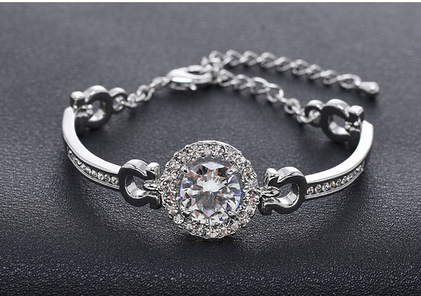 Roman Bangle Rose gold color alloy Bracelet for Women Zircon diamond female Bracelet accessories