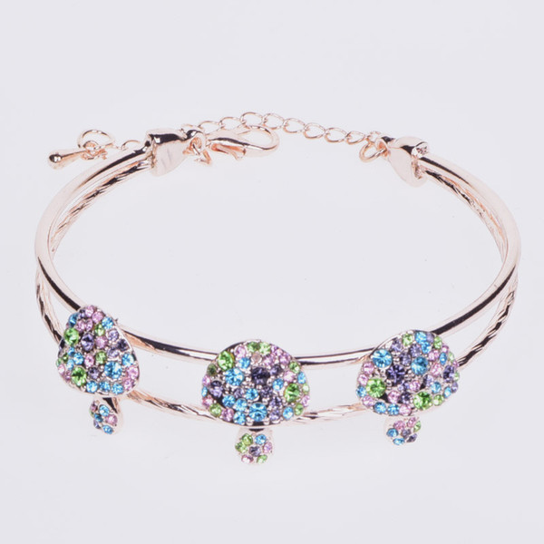 New Pattern Rose Golden Mushroom Ornaments Women's Style Minimalism Wear Bracelet Korean Edition Crystal Hand Ornament