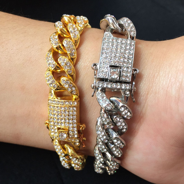 2019 fashion pop 24K gold plated zircon diamond cuff bracelets Jewelry