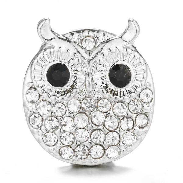 3Pcs/lot OWL Snap Metal ANIMAL Snap Button For Charms Bracelet Fit DIY 18mm Jewelry For Women SB041